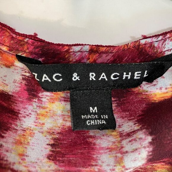 Zac and Rachel Burgundy and White Popover Blouse Size Medium - Picture 4 of 10